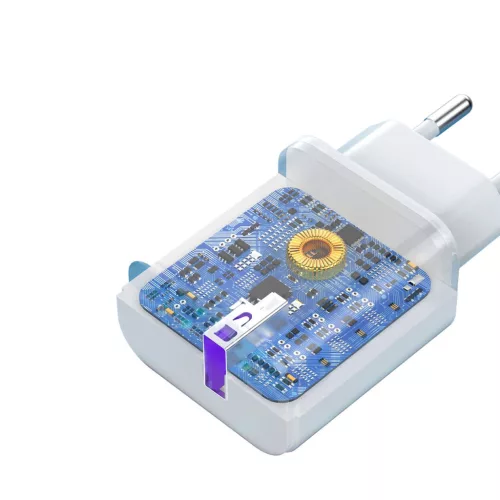 Dudao A20EU fali töltő adapter USB-A 18W + USB-A - USB-C kábel – fehér