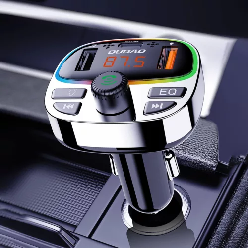 Dudao R2PRO+ Transmitter Bluetooth 5.3 RGB töltőportokkal - Fekete/Ezüst