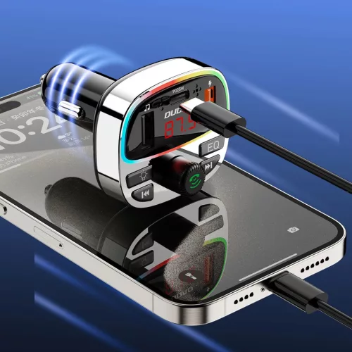 Dudao R2PRO+ Transmitter Bluetooth 5.3 RGB töltőportokkal - Fekete/Ezüst