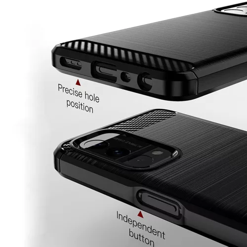 Techsuit - Carbon szilikon tok - Oppo A54 5G / A74 5G / OnePlus Nord N200 5G - Fekete