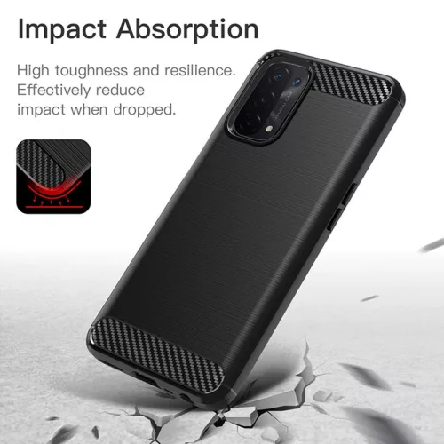 Techsuit - Carbon szilikon tok - Oppo A54 5G / A74 5G / OnePlus Nord N200 5G - Fekete