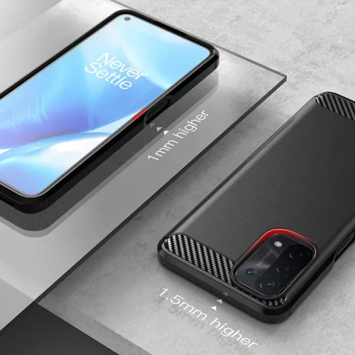 Techsuit - Carbon szilikon tok - Oppo A54 5G / A74 5G / OnePlus Nord N200 5G - Fekete
