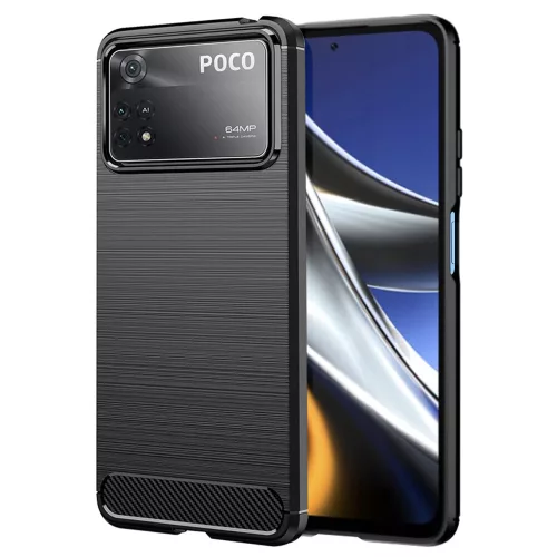 Techsuit - Carbon szilikon tok - Xiaomi Poco X4 Pro 5G - Fekete