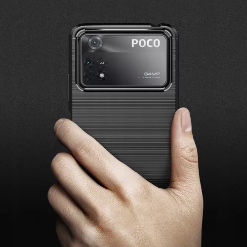 Techsuit - Carbon szilikon tok - Xiaomi Poco X4 Pro 5G - Fekete