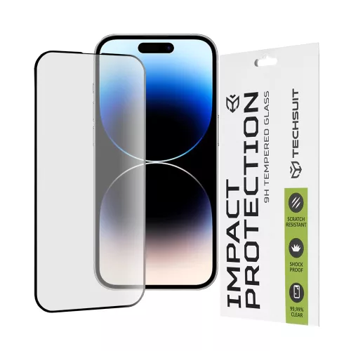 Techsuit - 111D Full Cover / Full Glue üvegfólia - iPhone 14 Pro - Fekete széllel
