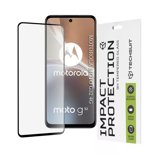 Techsuit - 111D Full Cover / Full Glue Glass - Motorola Moto G32 - Black