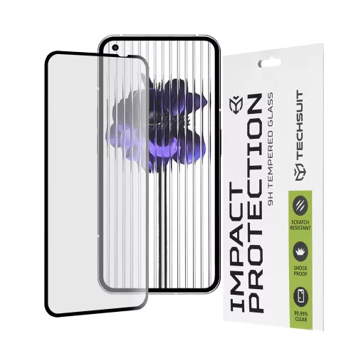 Techsuit - 111D Full Cover / Full Glue üvegfólia - Nothing Phone (1) - Fekete széllel