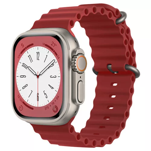 Techsuit - Watchband (W038) - Apple Watch 1/2/3/4/5/6/7/8/9/10/11/SE/SE 2/SE 3 (38/40/41/42mm) - Wine Red