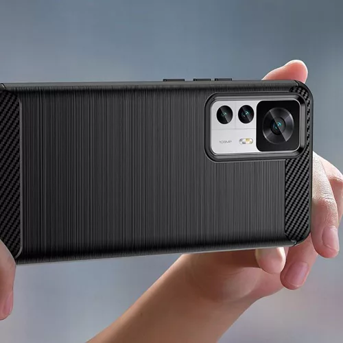 Techsuit - Carbon szilikon tok - Xiaomi 12T / 12T Pro - Fekete