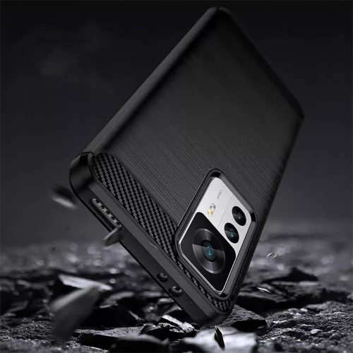 Techsuit - Carbon szilikon tok - Xiaomi 12T / 12T Pro - Fekete