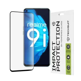   Techsuit - 111D Full Cover / Full Glue üvegfólia - Realme 9i / 9 5G / 9 Pro / 8i / Narzo 50 / Oppo A76 / A96 / OnePlus Nord CE 2 Lite 5G - Fekete széllel