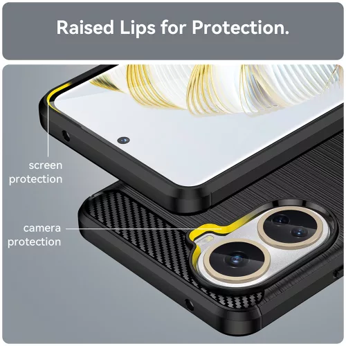 Techsuit - Carbon szilikon tok - Huawei nova 10 SE - Fekete