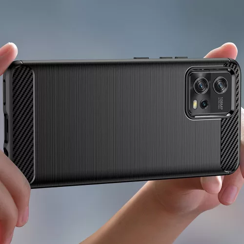 Techsuit - Carbon szilikon tok - Motorola Moto G72 - Fekete