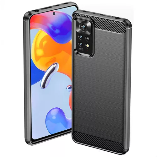 Techsuit - Carbon szilikon tok - Xiaomi Redmi Note 11 Pro 4G / Note 11 Pro 5G / Note 12 Pro 4G - Fekete