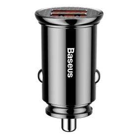   Baseus - Car Charger Circular (CCALL-YD01) - Dual USB 5A Super Fast Charging, QC 3.0 - Black