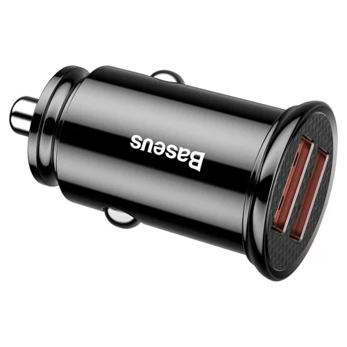 Baseus - Car Charger Circular (CCALL-YD01) - Dual USB 5A Super Fast Charging, QC 3.0 - Black