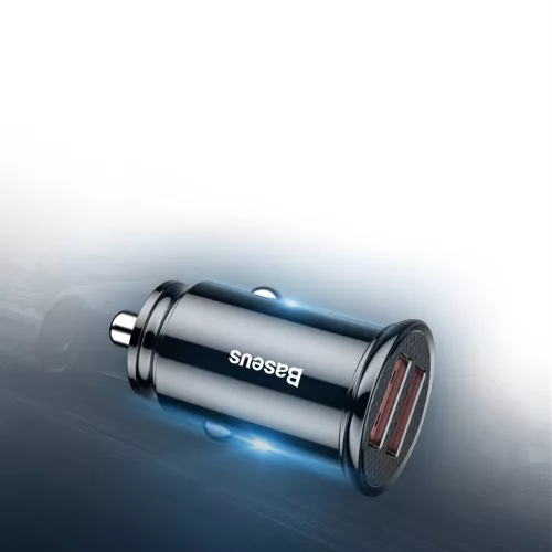 Baseus - Car Charger Circular (CCALL-YD01) - Dual USB 5A Super Fast Charging, QC 3.0 - Black
