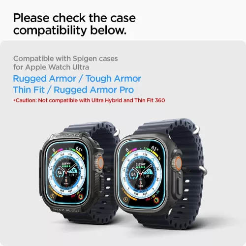 Spigen - (2 pack) Glas.tR EZ Fit (AGL05556) - Apple Watch Ultra / Ultra 2 / Ultra 3 - Clear
