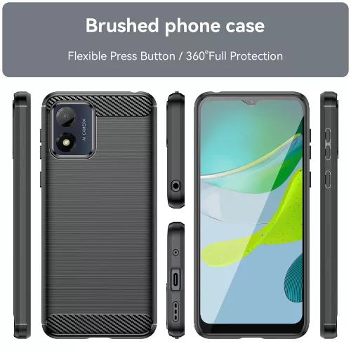 Techsuit - Carbon szilikon tok - Motorola Moto E13 - Fekete