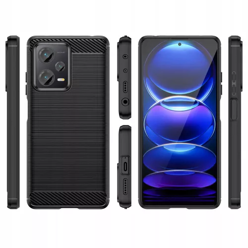 Techsuit - Carbon szilikon tok - Xiaomi Redmi Note 12 5G / Poco X5 - Fekete
