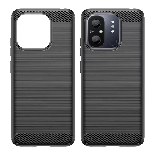 Techsuit - Carbon szilikon tok - Xiaomi Redmi 12C - Fekete