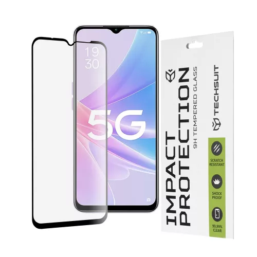 Techsuit - 111D Full Cover / Full Glue üvegfólia - Oppo A58 5G / A78 5G - Fekete széllel