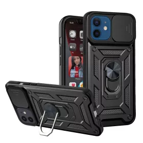   Techsuit - CamShield ütésálló tok - iPhone 12 / iPhone 12 Pro - Fekete