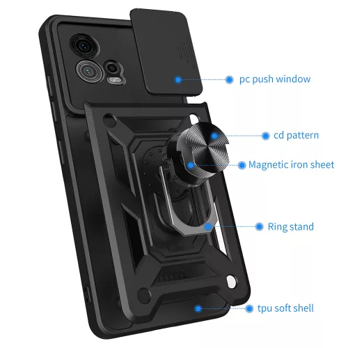 Techsuit - CamShield ütésálló tok - Motorola Moto G72 - Fekete