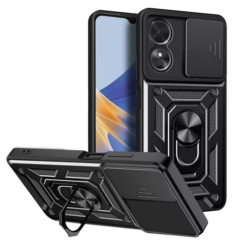 Techsuit - CamShield ütésálló tok - Oppo A17 - Fekete