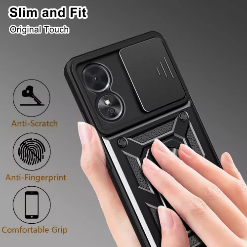Techsuit - CamShield ütésálló tok - Oppo A17 - Fekete