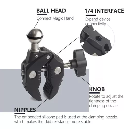 Techsuit - Bike Handlebar Mount (JX-006) GoPro, 1/4 Screw, Multifunctional - Black