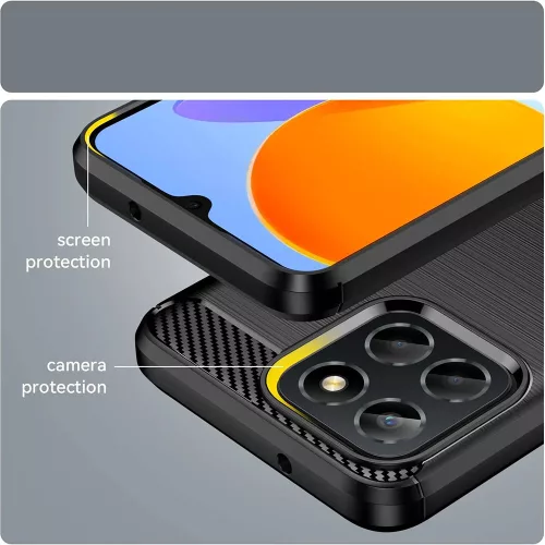 Techsuit - Carbon szilikon tok - Honor X6 / X8 5G / 70 Lite - Fekete