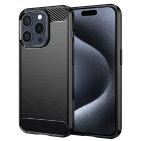 Techsuit - Carbon szilikon tok - iPhone 15 Pro - Fekete