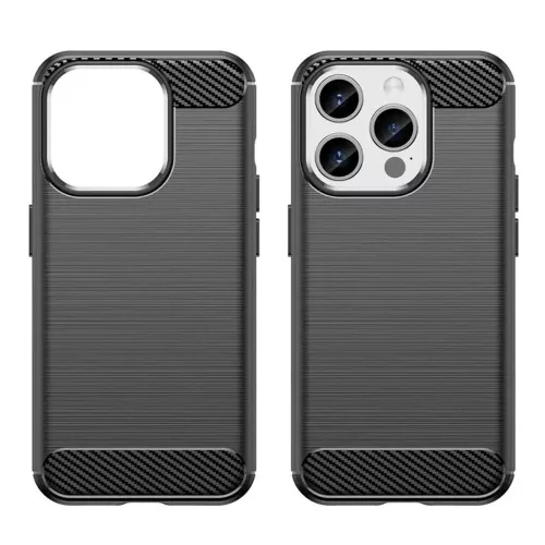 Techsuit - Carbon szilikon tok - iPhone 15 Pro - Fekete