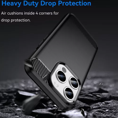 Techsuit - Carbon szilikon tok - iPhone 15 Pro - Fekete