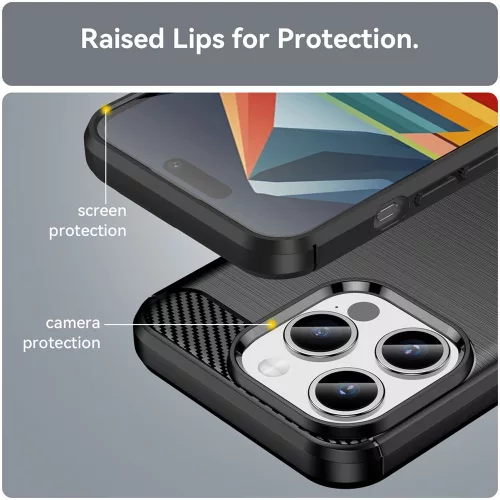 Techsuit - Carbon szilikon tok - iPhone 15 Pro - Fekete