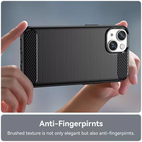 Techsuit - Carbon szilikon tok - iPhone 15 Plus - Fekete
