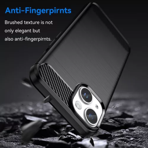 Techsuit - Carbon szilikon tok - iPhone 15 Plus - Fekete
