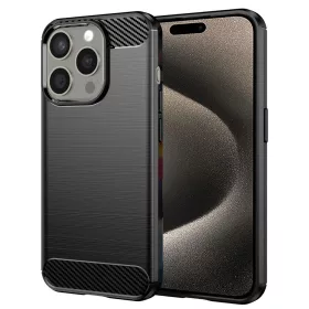 Techsuit - Carbon szilikon tok - iPhone 15 Pro Max - Fekete