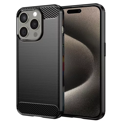 Techsuit - Carbon szilikon tok - iPhone 15 Pro Max - Fekete