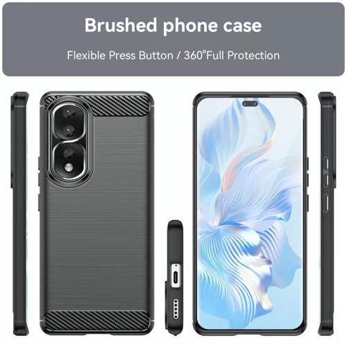 Techsuit - Carbon szilikon tok - Honor 80 Pro / Honor 90 Pro - Fekete