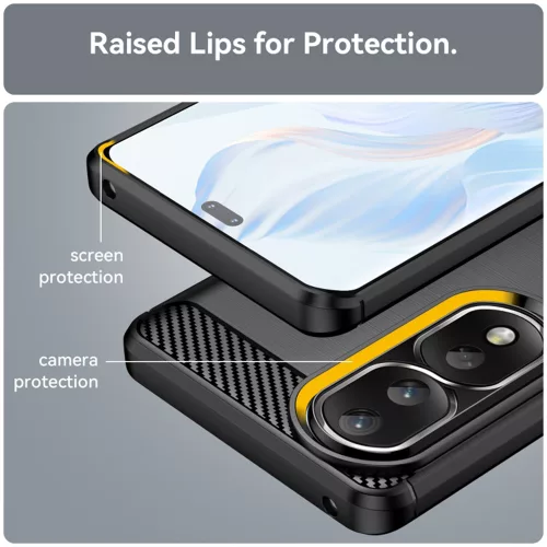 Techsuit - Carbon szilikon tok - Honor 80 Pro / Honor 90 Pro - Fekete