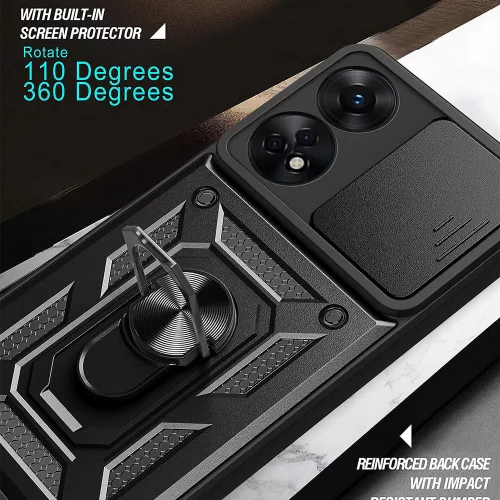 Techsuit - CamShield ütésálló tok - Oppo A98 5G - Fekete
