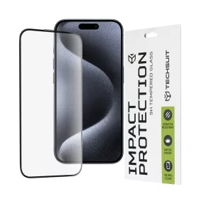   Techsuit - 111D Full Cover / Full Glue üvegfólia - iPhone 15 Pro - Fekete széllel