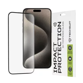   Techsuit - 111D Full Cover / Full Glue üvegfólia - iPhone 15 Pro Max - Fekete széllel