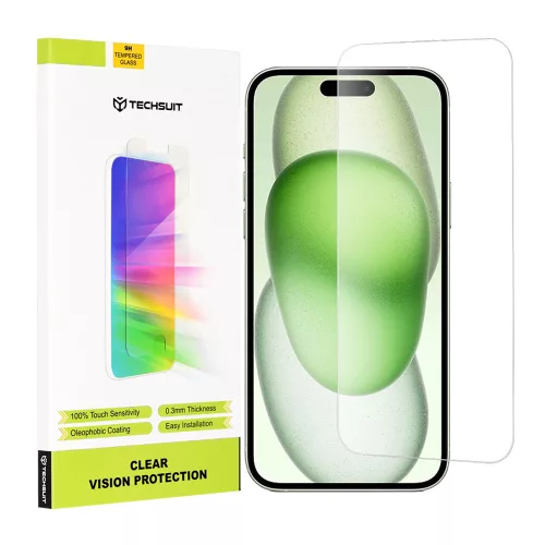 Techsuit - Clear Vision üvegfólia - iPhone 15 Plus / iPhone 15 Pro Max / iPhone 16 Plus - Átlátszó