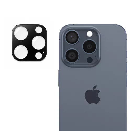Techsuit - Full Camera - Kameravédő üvegfólia - iPhone 15 Pro / iPhone 15 Pro Max - Fekete