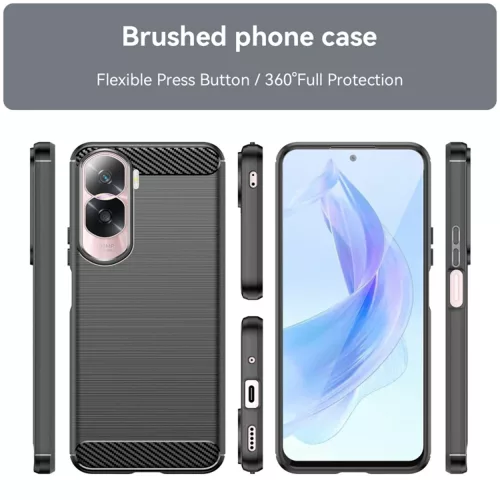 Techsuit - Carbon szilikon tok - Honor 90 Lite - Fekete