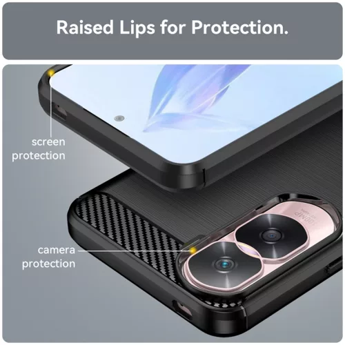 Techsuit - Carbon szilikon tok - Honor 90 Lite - Fekete