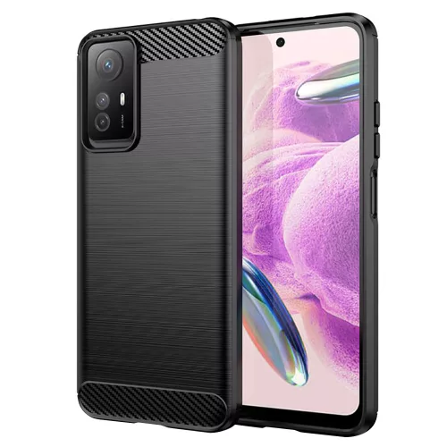 Techsuit - Carbon szilikon tok - Xiaomi Redmi Note 12S - Fekete